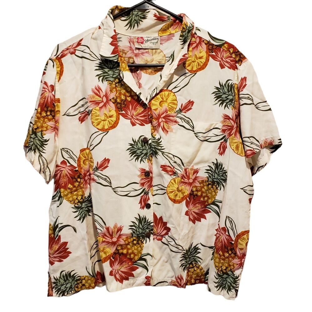 Hilo Hattie The Hawaiian Original Button Shirt Fruit Tropical Made In Hawaii XL